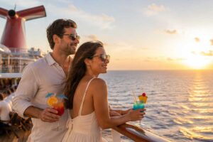 “carnival-cruise-out-of-fort-lauderdale” has failed to upload. Couple enjoying tropical drinks while watching the sunset on a Carnival cruise out of Fort Lauderdale.